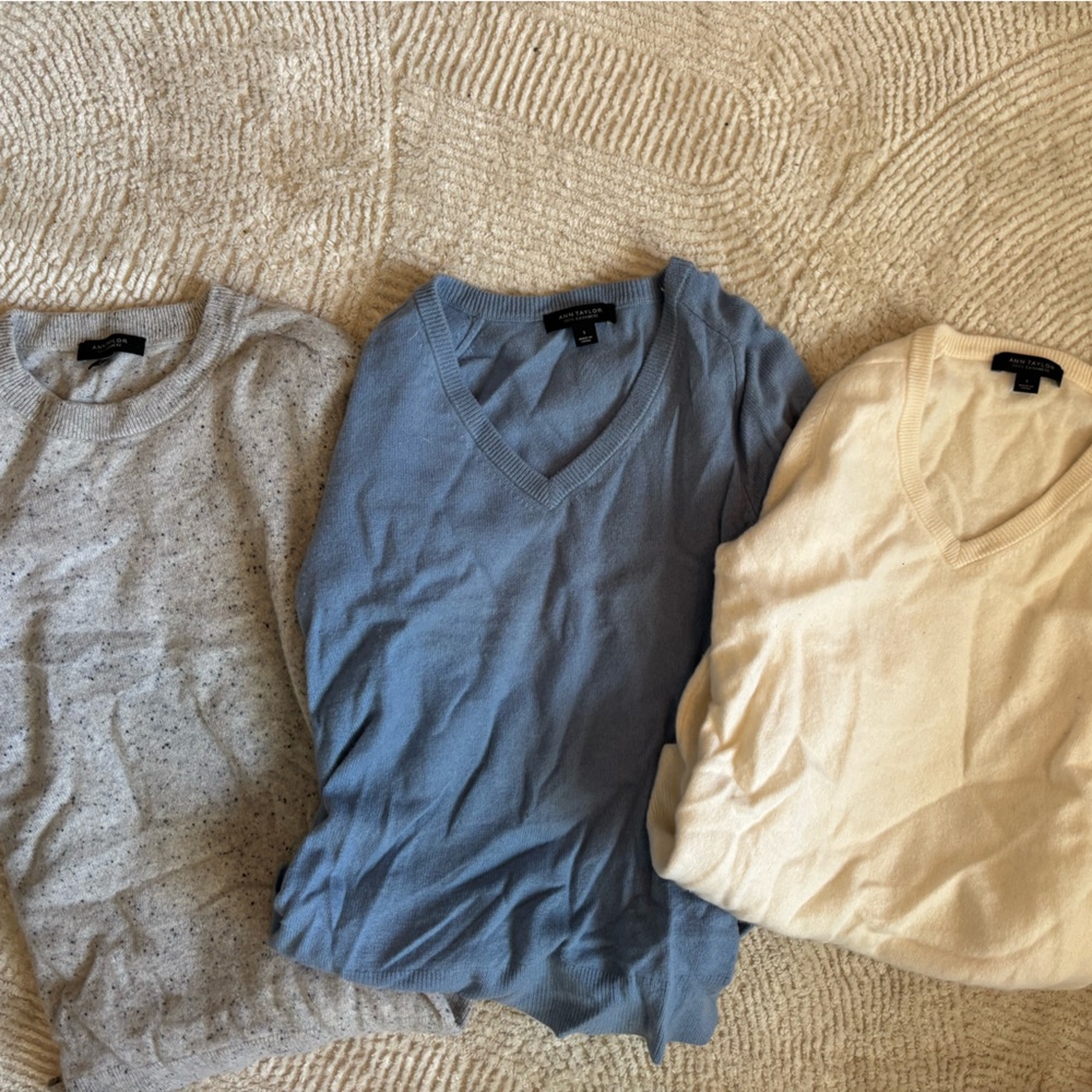 3 Ann Taylor Cashmere Sweaters